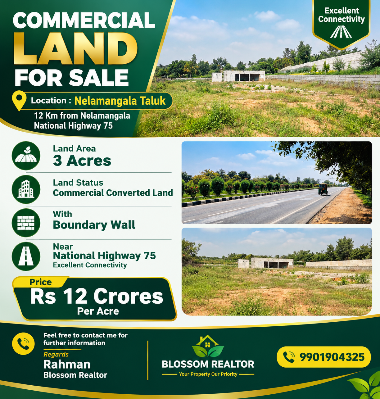 Commercial Land for Sale in Nelamangala