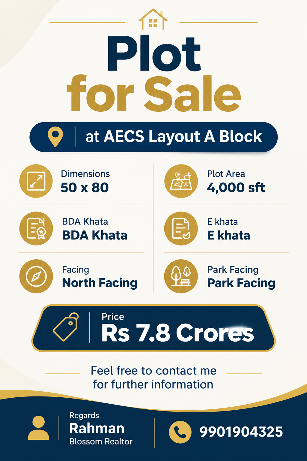 Plot for Sale at AECS Layout A Block